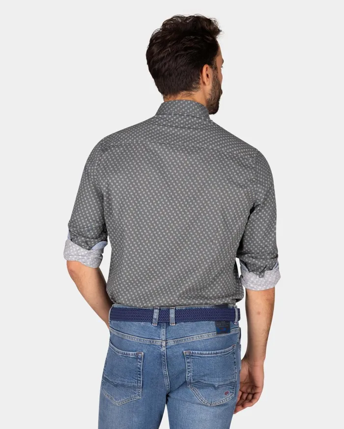 NZA New Zealand Auckland Shirts Dark Grey Shirt With White Dots 8211 Ash Grey 8211 Men
