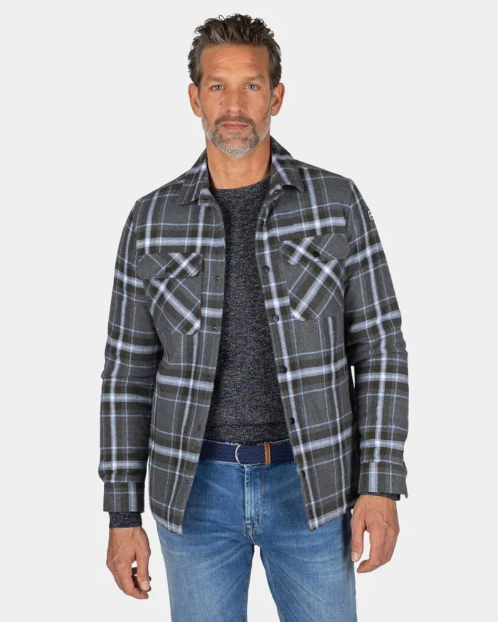 NZA New Zealand Auckland Shirts Gray Checkered Flannel Shirt 8211 Grey Melange 8211 Men