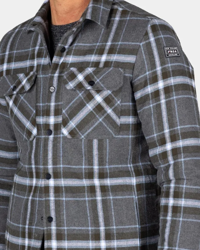 NZA New Zealand Auckland Shirts Gray Checkered Flannel Shirt 8211 Grey Melange 8211 Men