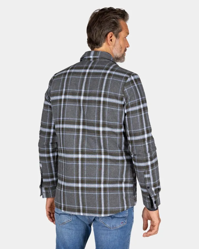 NZA New Zealand Auckland Shirts Gray Checkered Flannel Shirt 8211 Grey Melange 8211 Men