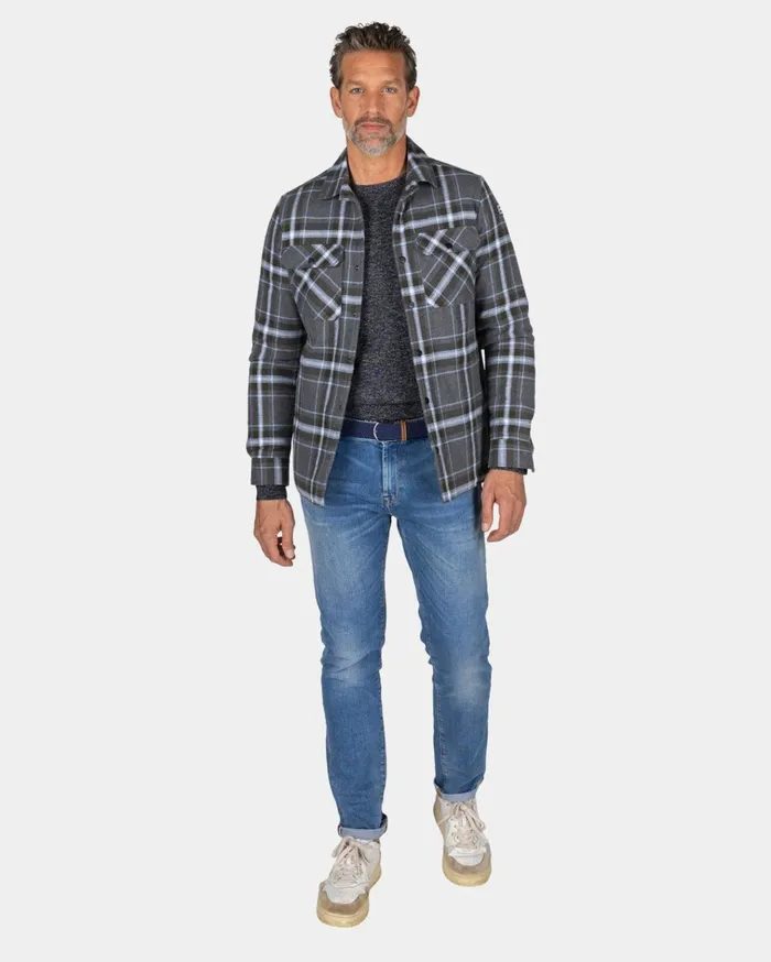 NZA New Zealand Auckland Shirts Gray Checkered Flannel Shirt 8211 Grey Melange 8211 Men