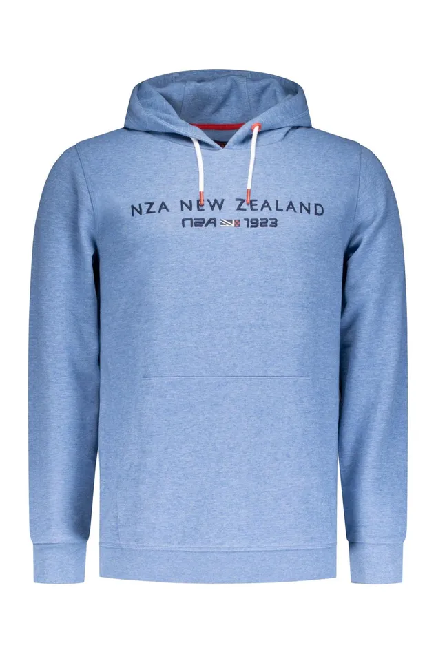 NZA New Zealand Auckland Sweatshirts Blue Hoodie With Nza Logo 8211 Brave Blue 8211 Men NZA New Zealand Auckland Sweatshirts Blue Hoodie With Nza Logo 8211 Brave Blue 8211 Men