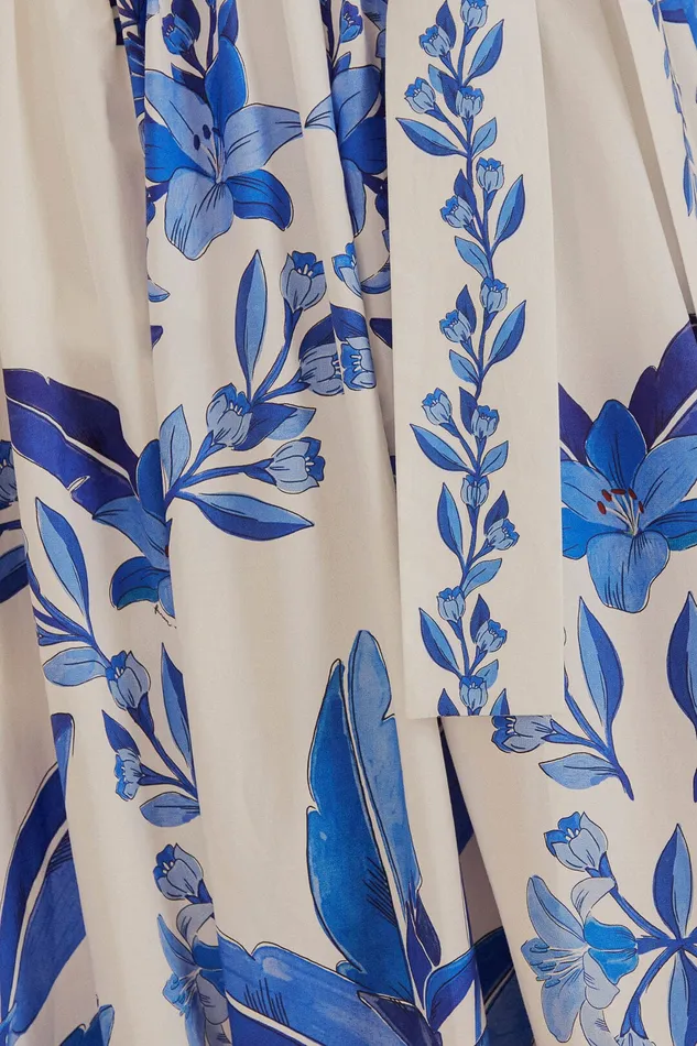 OffWhite Blue Yard Organic Cotton Midi Skirt Women Farm Rio Skirts