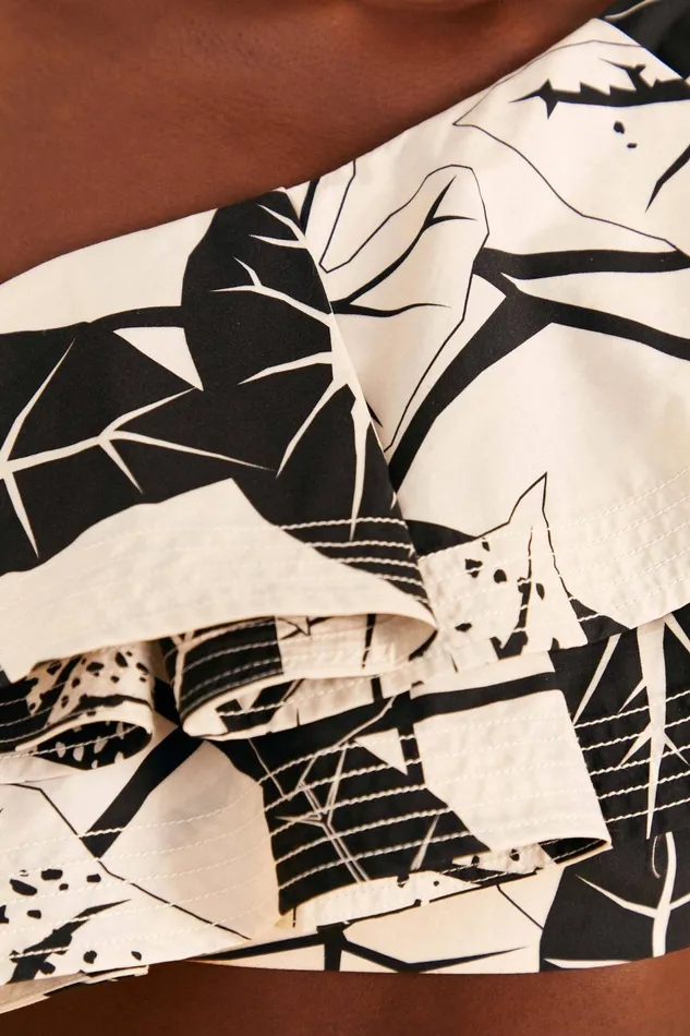 OffWhite Graphic Leaves Organic Cotton Top Women Farm Rio Crop Tops
