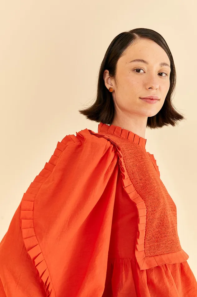 Orange Smocked Blouse Women Farm Rio Blouses