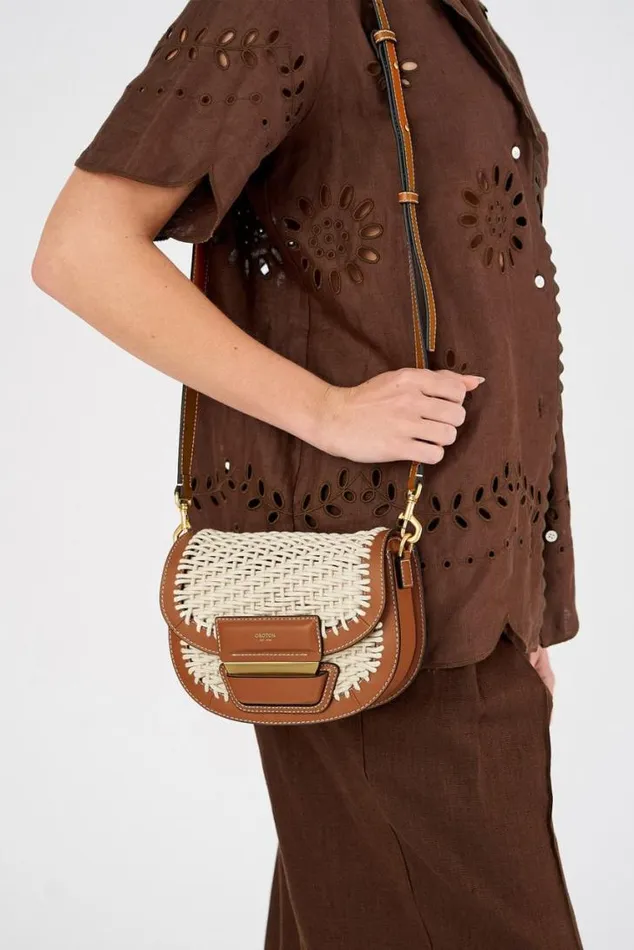 Oroton Crossbody Dahlia Collectable Saddle Bag Amber 8211 Women