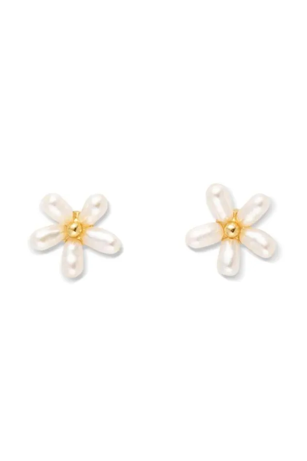 Oroton Earrings Posie Mini Flower Studs Goldpearl 8211 Jewellery