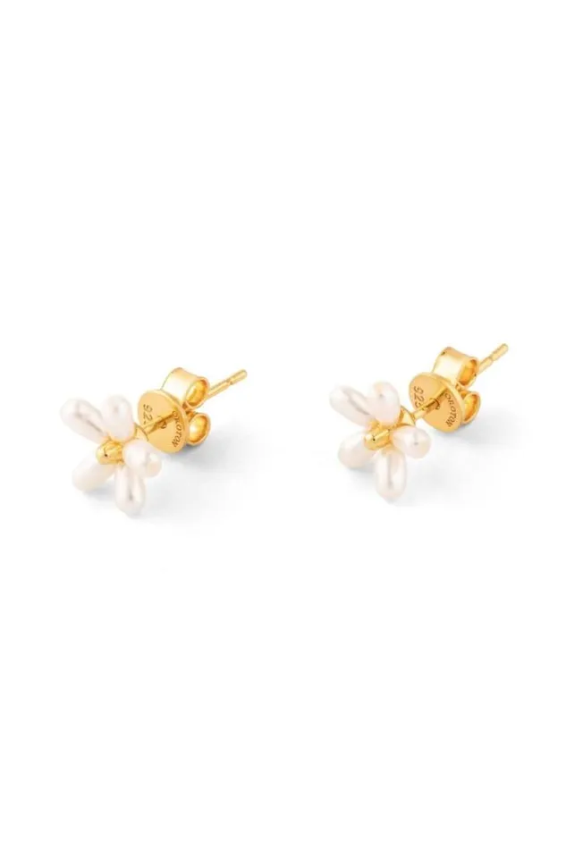 Oroton Earrings Posie Mini Flower Studs Goldpearl 8211 Jewellery