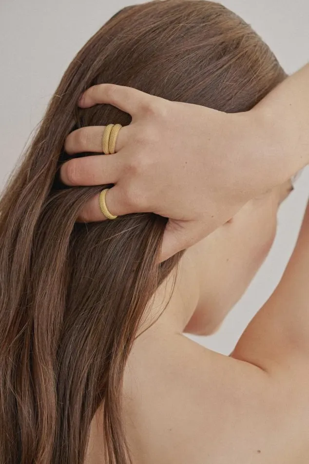 Oroton Rings Caterina Textured Ring 18k Gold 8211 Jewellery