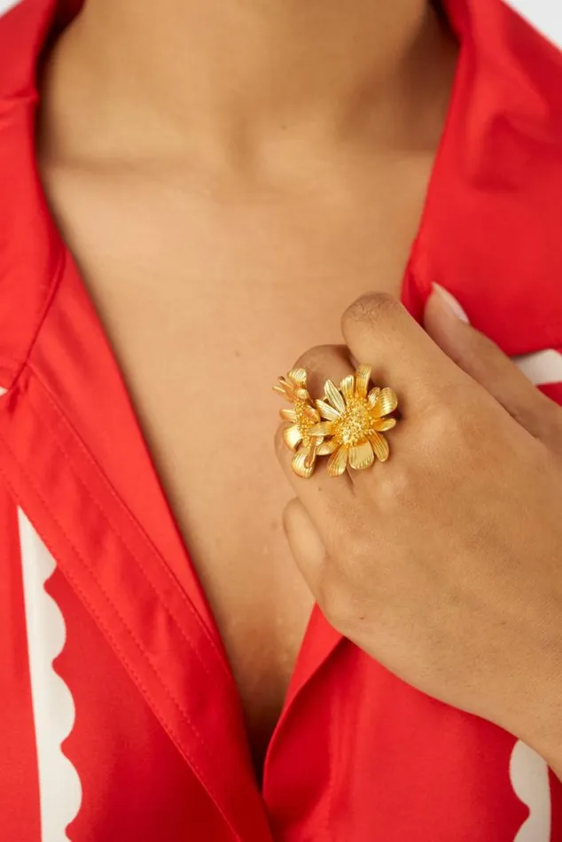 Oroton Rings Peony Ring Worn Gold 8211 Jewellery