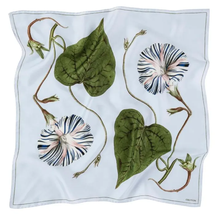Oroton Scarves Striped Flower Silk Scarf Mist 8211 Accessories