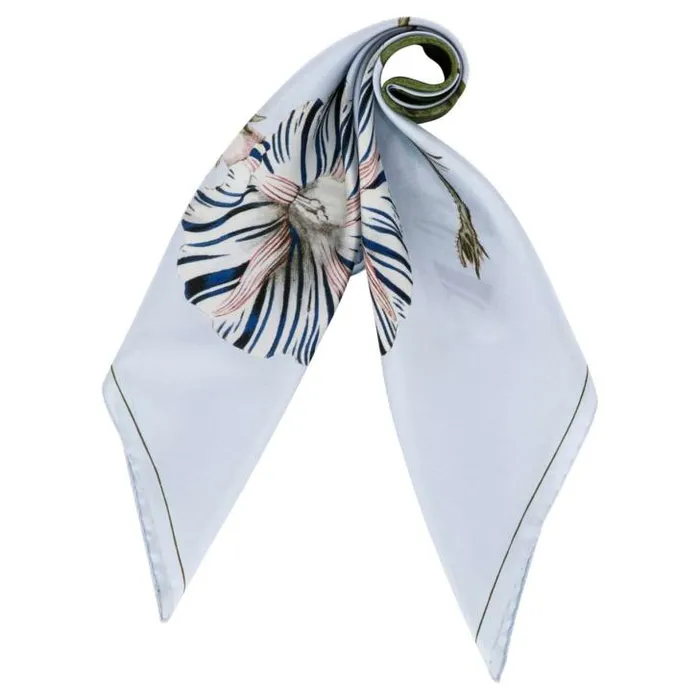 Oroton Scarves Striped Flower Silk Scarf Mist 8211 Accessories