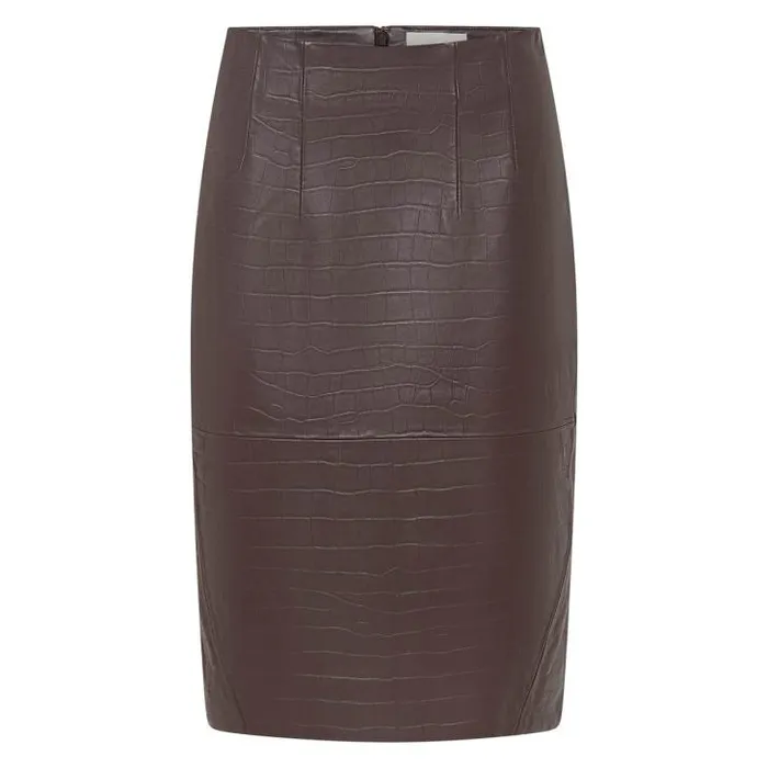 Oroton Skirts Embossed Croc Pencil Skirt Burgundy 8211 Women