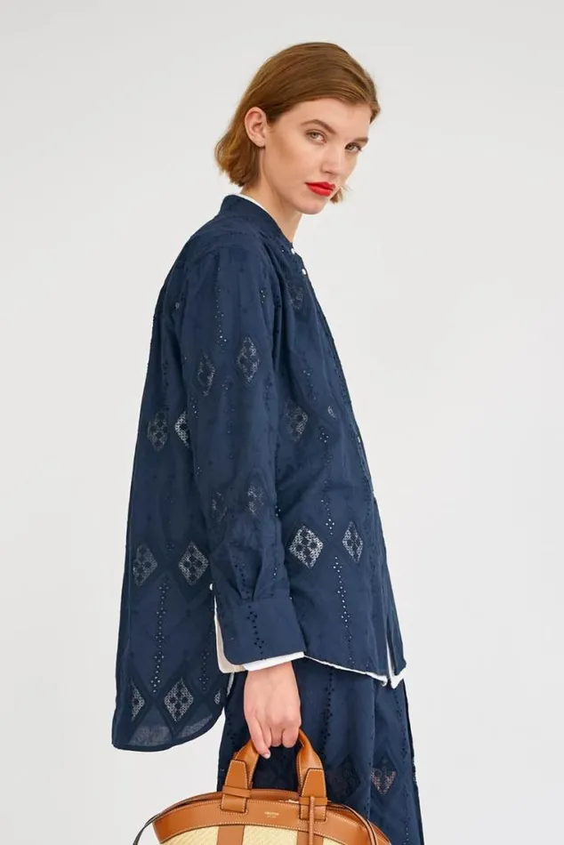 Oroton Tops Diamond Lace Tunic North Sea 8211 Women