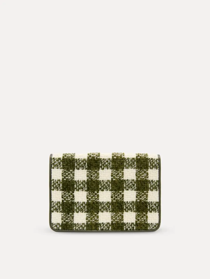 Oscar De La Renta Chenille Check Tweed O Pochette Ivory Olive Women Handbags Oscar De La Renta Chenille Check Tweed O Pochette Ivory Olive Women Handbags