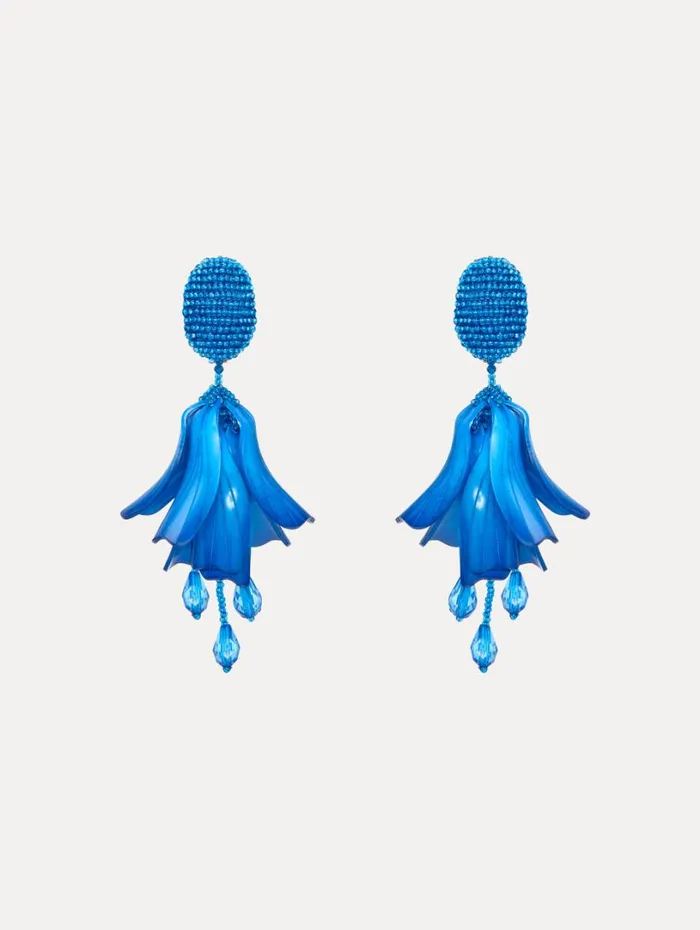 Oscar De La Renta Classic Impatiens ClipOn Earrings Lapis Women Earrings