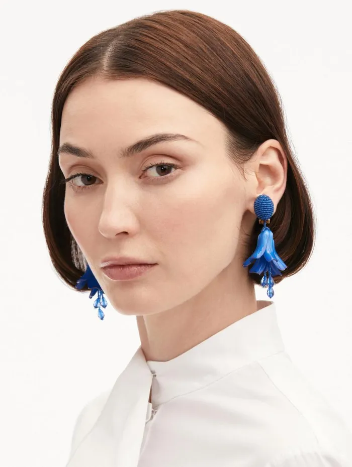 Oscar De La Renta Classic Impatiens ClipOn Earrings Lapis Women Earrings Oscar De La Renta Classic Impatiens ClipOn Earrings Lapis Women Earrings