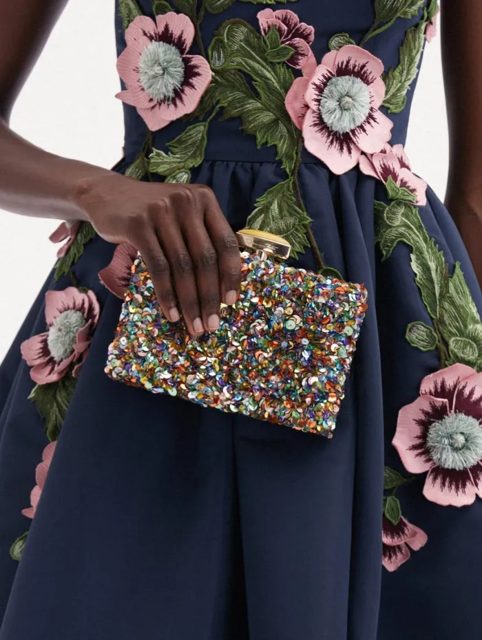 Oscar De La Renta Confetti Sequin Embroidered Minaudiere Rainbow Women Handbags