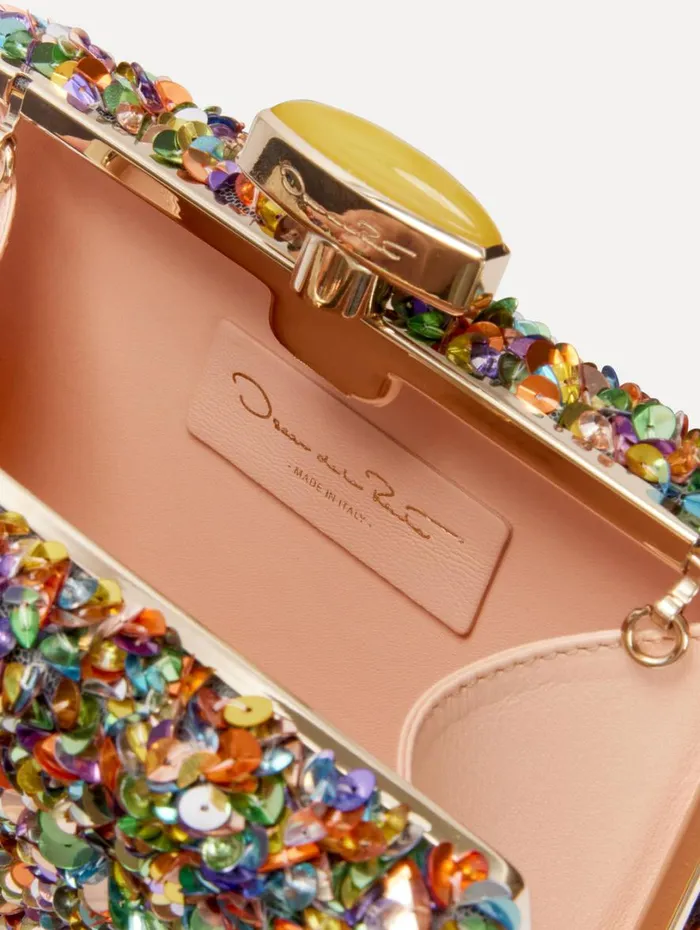 Oscar De La Renta Confetti Sequin Embroidered Minaudiere Rainbow Women Handbags