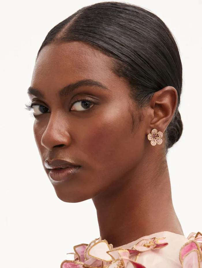 Oscar De La Renta Crystal Flower Stud Earrings Rose Women Earrings Oscar De La Renta Crystal Flower Stud Earrings Rose Women Earrings