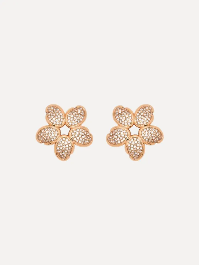 Oscar De La Renta Crystal O Flower Earrings Rose Women Earrings
