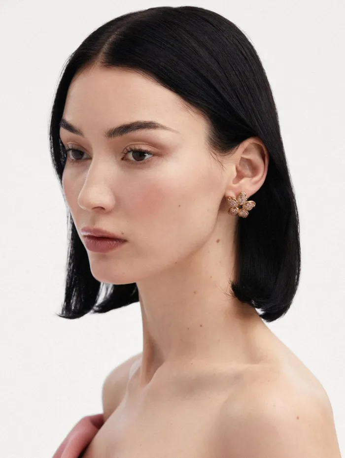 Oscar De La Renta Crystal O Flower Earrings Rose Women Earrings Oscar De La Renta Crystal O Flower Earrings Rose Women Earrings