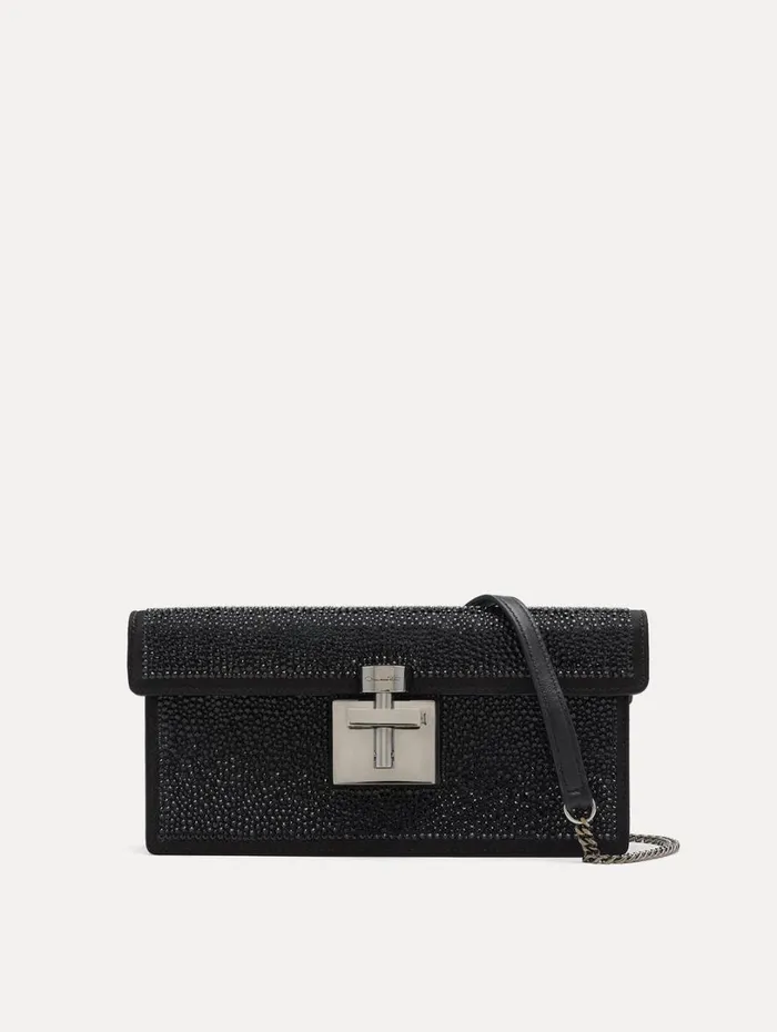 Oscar De La Renta Crystal Pav Alibi Clutch Black Women Handbags