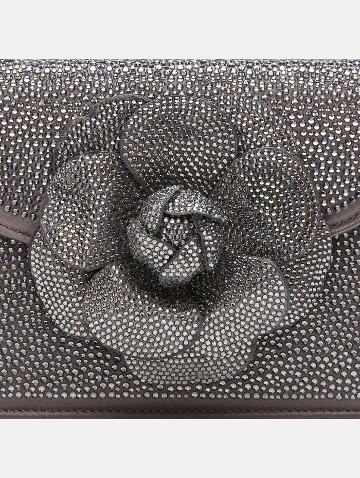 Oscar De La Renta Crystal Pav Mini TRO Bag Smoke Gunmetal Women Handbags