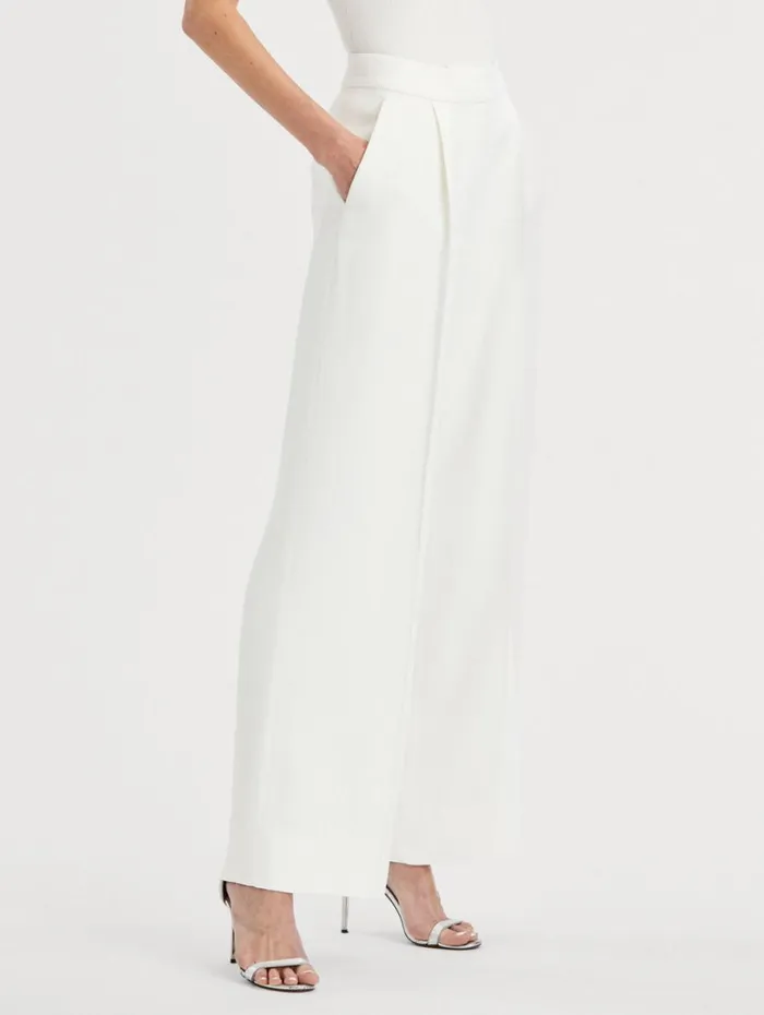 Oscar De La Renta High Waisted Wide Leg Pant Ivory Women Pants and Skirts Oscar De La Renta High Waisted Wide Leg Pant Ivory Women Pants and Skirts