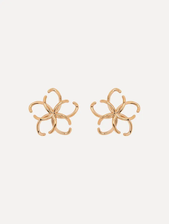 Oscar De La Renta Large O Flower Earrings Gold Women Earrings