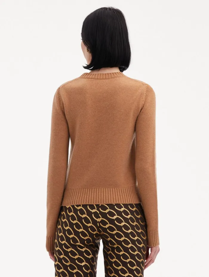 Oscar De La Renta O Flower Cashmere Pullover Camel Women Blouses and Knits Oscar De La Renta O Flower Cashmere Pullover Camel Women Blouses and Knits