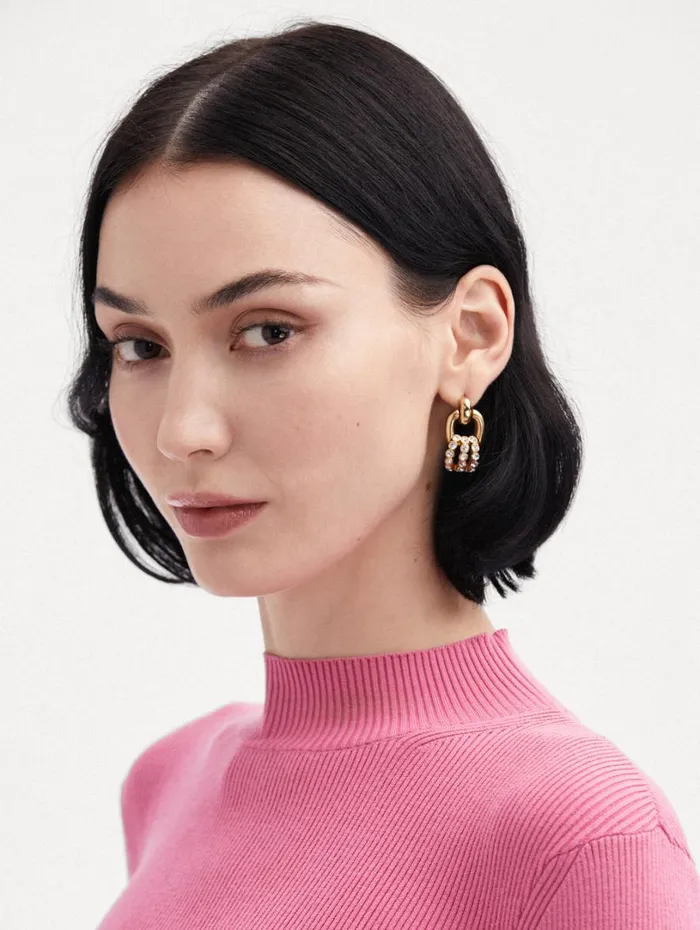 Oscar De La Renta Pav Link Earrings Crystal Women Earrings