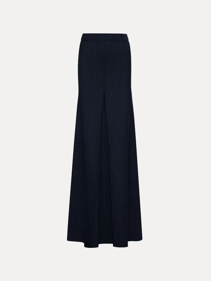 Oscar De La Renta Pinstriped Maxi Skirt Navy and White Women Pants and Skirts