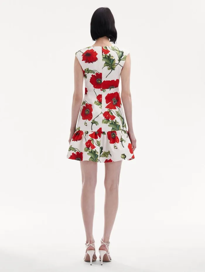 Oscar De La Renta Poppy Cotton Cloqu Dress White Red Women Dresses Oscar De La Renta Poppy Cotton Cloqu Dress White Red Women Dresses