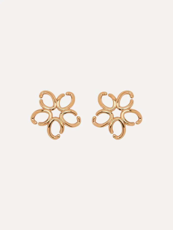 Oscar De La Renta Small O Flower Earrings Gold Women Earrings