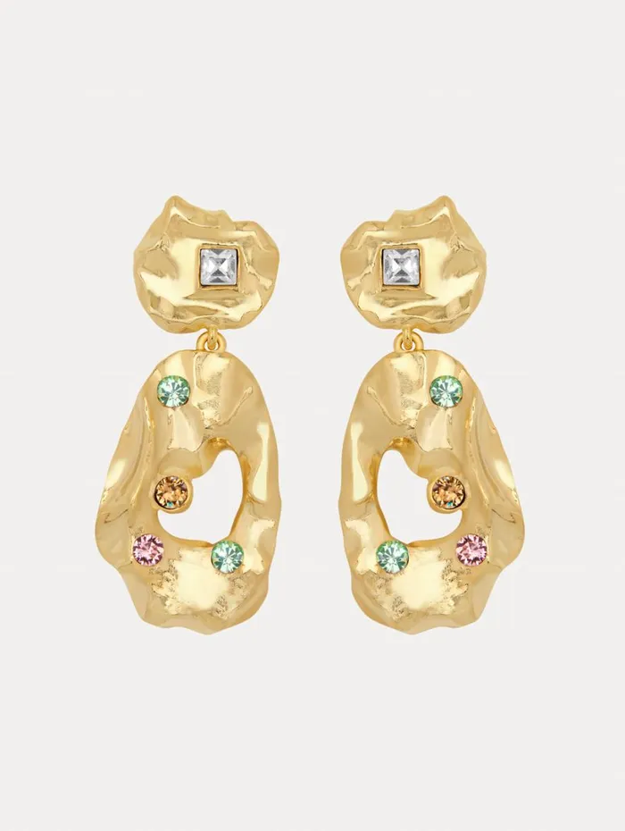 Oscar De La Renta Textured Metal Drop Earrings Multi Women Earrings