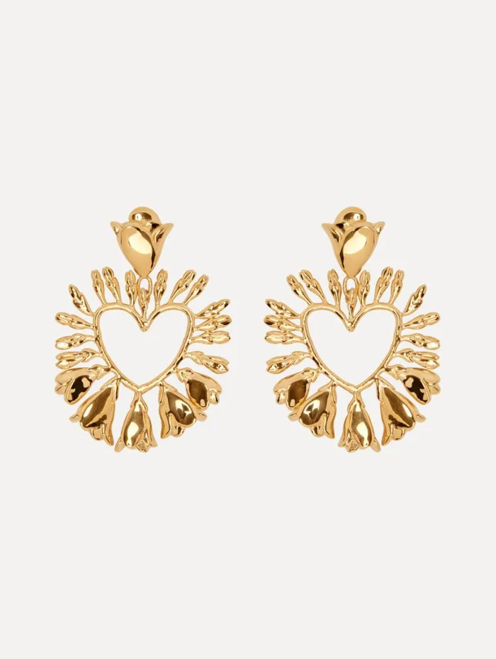 Oscar De La Renta Wisteria Heart Earrings Gold Women Earrings
