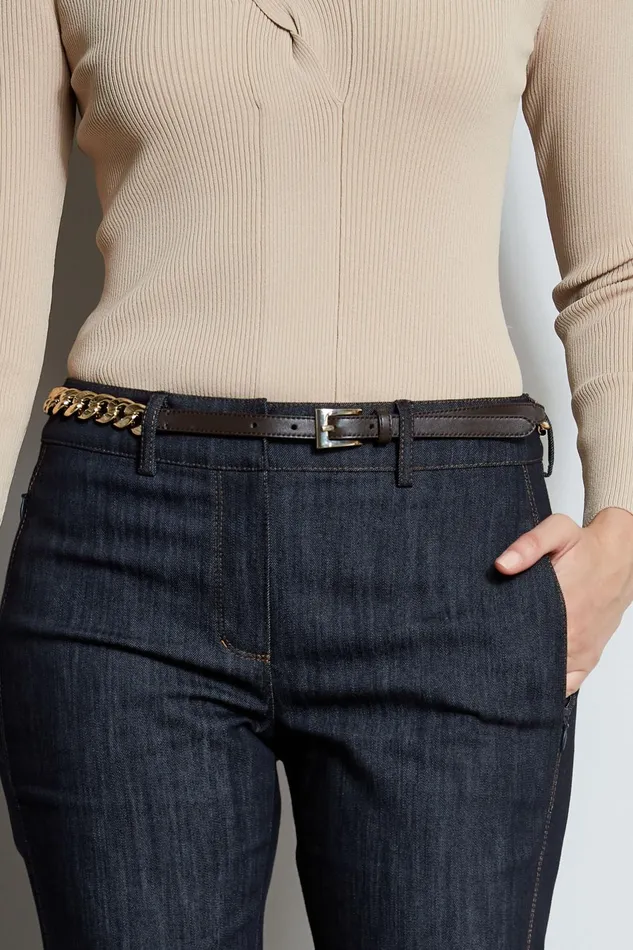 Outlet 8211 Women Belts Elie Tahari Gold Chain Belt 8211 Coffee Coffee