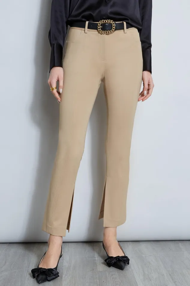Outlet 8211 Women Bottoms Elie Tahari Inseam Slit Ponte Pant Sandcastle