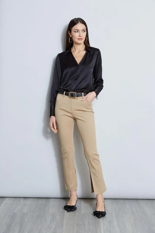 Outlet 8211 Women Bottoms Elie Tahari Inseam Slit Ponte Pant Sandcastle