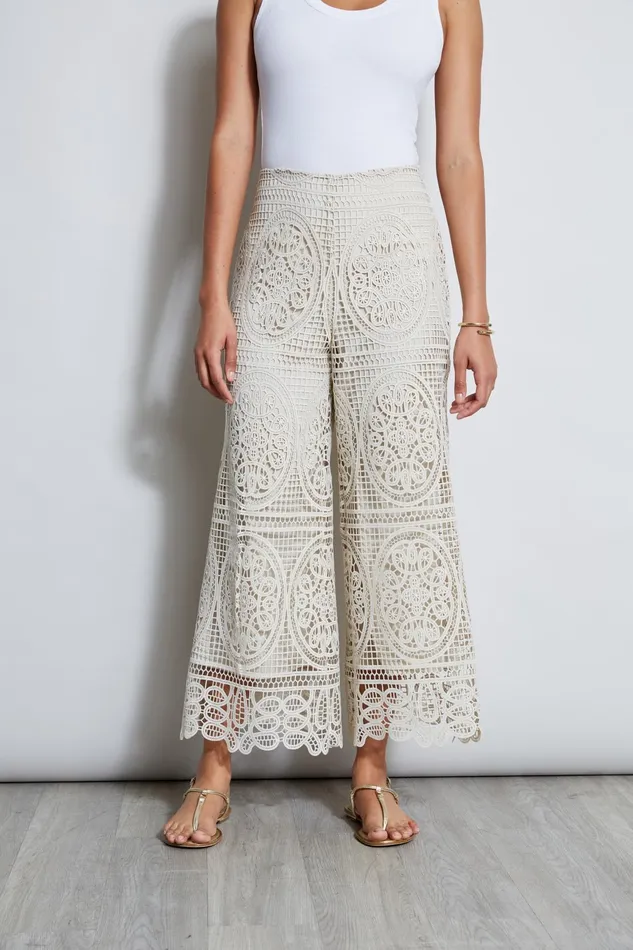 Outlet 8211 Women Bottoms Elie Tahari Lace Palazzo Pant Flour