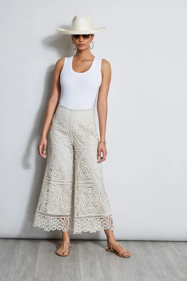 Outlet 8211 Women Bottoms Elie Tahari Lace Palazzo Pant Flour