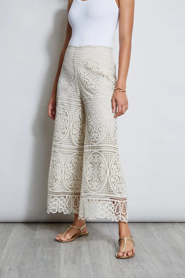 Outlet 8211 Women Bottoms Elie Tahari Lace Palazzo Pant Flour
