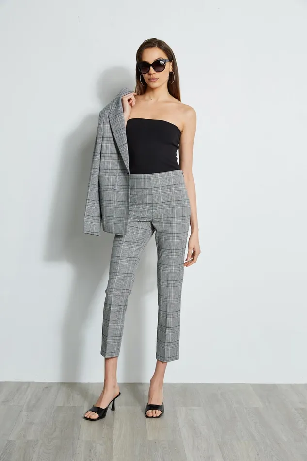 Outlet 8211 Women Bottoms Elie Tahari Plaid Ankle Pant Madelyn Plaid