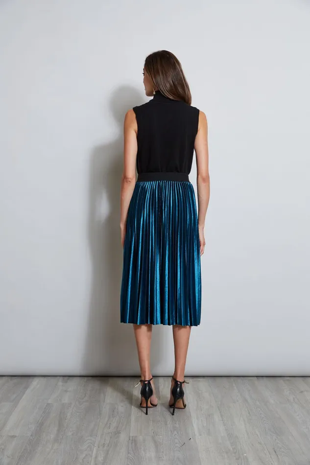 Outlet 8211 Women Bottoms Elie Tahari Pleated Velvet Midi Skirt Teal