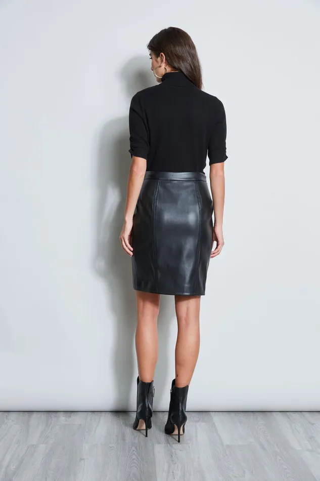 Outlet 8211 Women Bottoms Elie Tahari Vegan Leather Faux Wrap Skirt Black