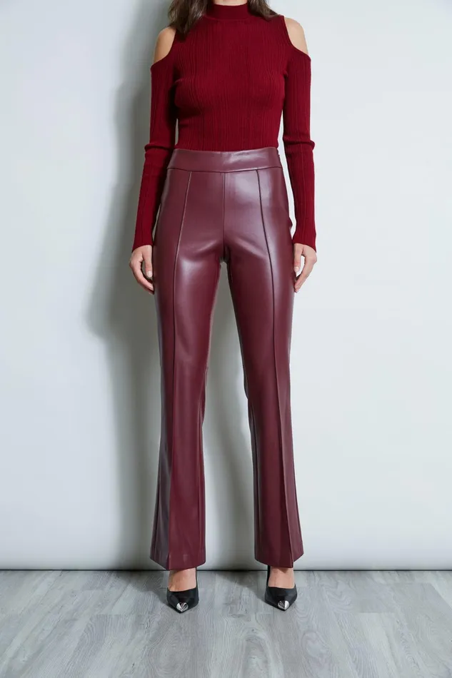 Outlet 8211 Women Bottoms Elie Tahari Vegan Leather Pant Burgundy