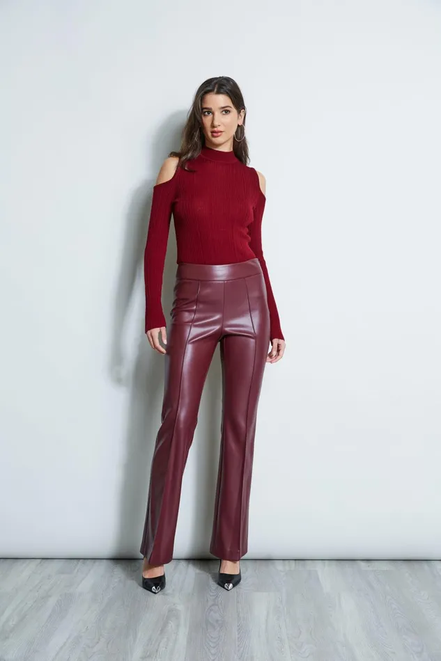 Outlet 8211 Women Bottoms Elie Tahari Vegan Leather Pant Burgundy