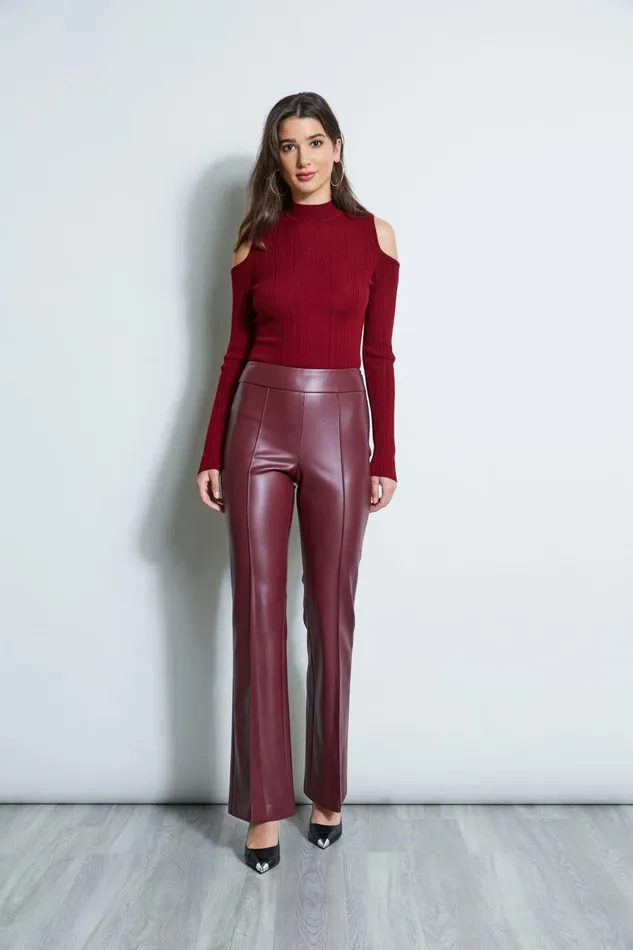 Outlet 8211 Women Bottoms Elie Tahari Vegan Leather Pant Burgundy