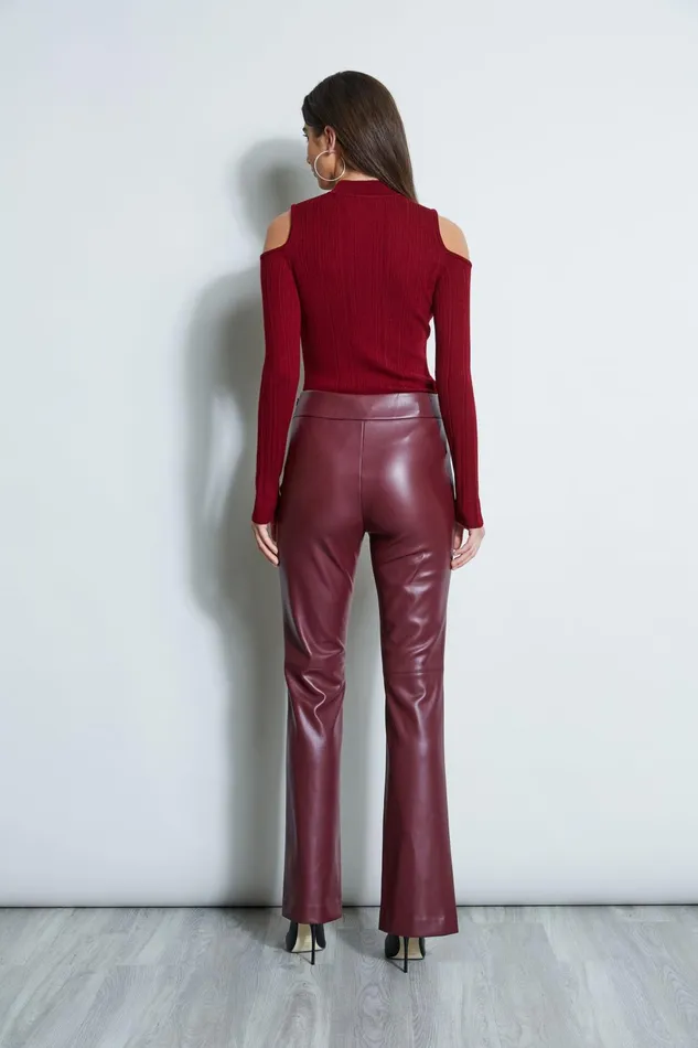Outlet 8211 Women Bottoms Elie Tahari Vegan Leather Pant Burgundy